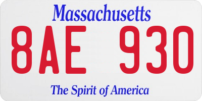 MA license plate 8AE930