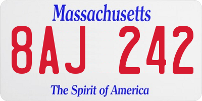 MA license plate 8AJ242