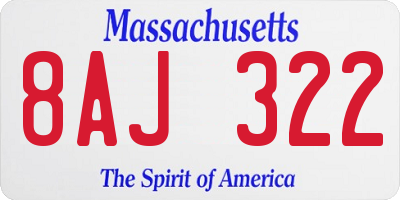 MA license plate 8AJ322