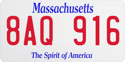 MA license plate 8AQ916
