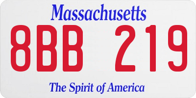 MA license plate 8BB219