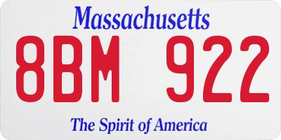 MA license plate 8BM922