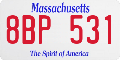 MA license plate 8BP531