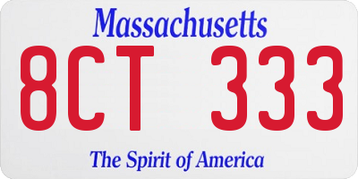 MA license plate 8CT333