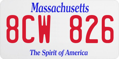 MA license plate 8CW826