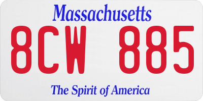 MA license plate 8CW885