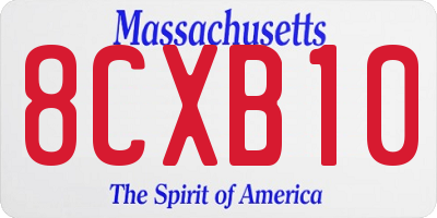 MA license plate 8CXB10