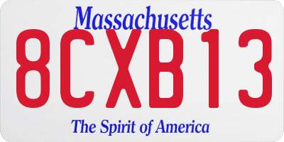 MA license plate 8CXB13