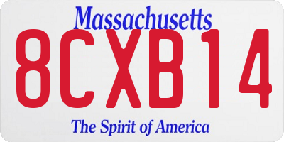 MA license plate 8CXB14