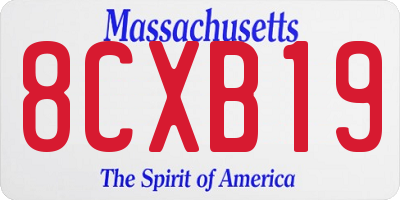 MA license plate 8CXB19