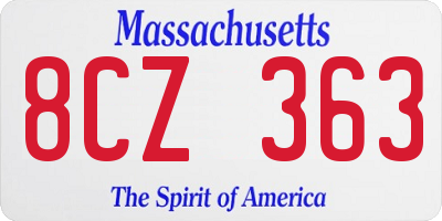 MA license plate 8CZ363
