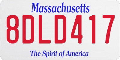 MA license plate 8DLD417