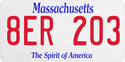MA license plate 8ER203