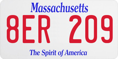 MA license plate 8ER209