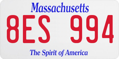 MA license plate 8ES994