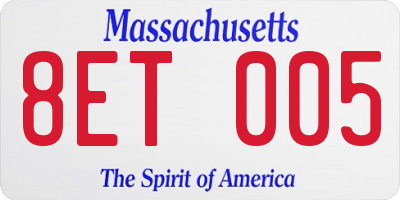 MA license plate 8ET005
