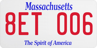 MA license plate 8ET006