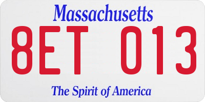 MA license plate 8ET013