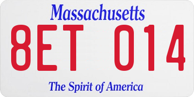 MA license plate 8ET014