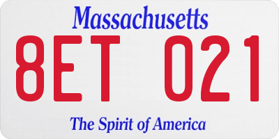 MA license plate 8ET021