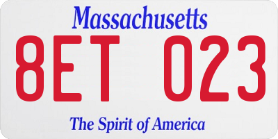 MA license plate 8ET023