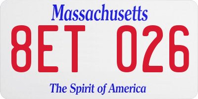 MA license plate 8ET026