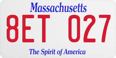 MA license plate 8ET027