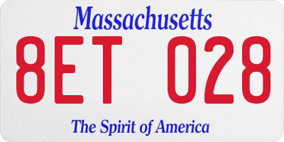 MA license plate 8ET028