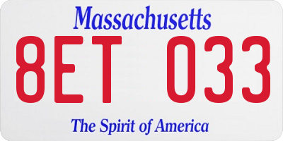 MA license plate 8ET033