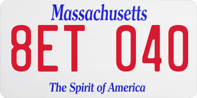 MA license plate 8ET040