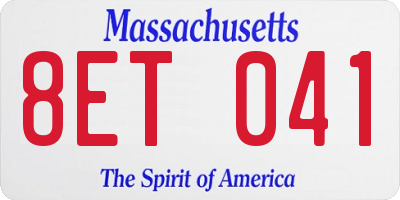 MA license plate 8ET041