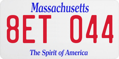 MA license plate 8ET044