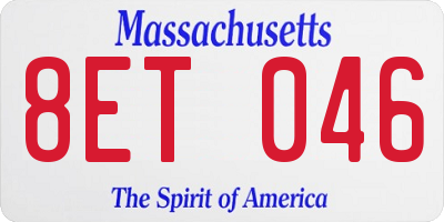 MA license plate 8ET046