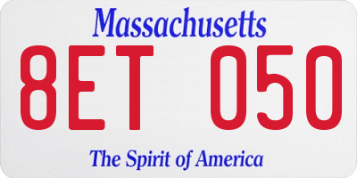 MA license plate 8ET050