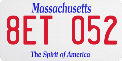 MA license plate 8ET052