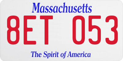 MA license plate 8ET053