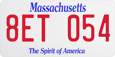 MA license plate 8ET054