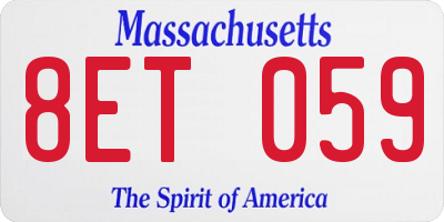 MA license plate 8ET059
