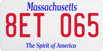 MA license plate 8ET065