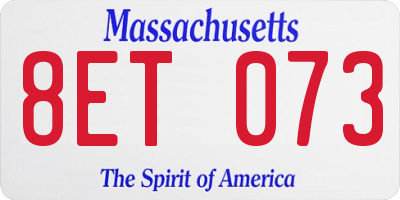 MA license plate 8ET073