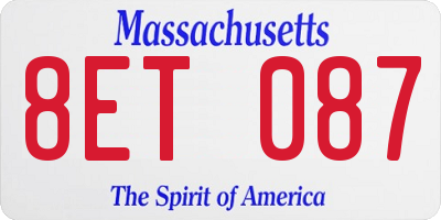 MA license plate 8ET087