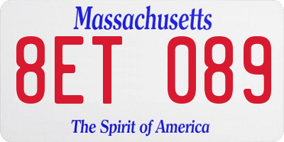 MA license plate 8ET089