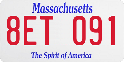 MA license plate 8ET091