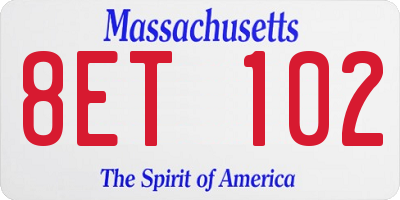 MA license plate 8ET102
