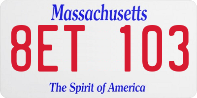MA license plate 8ET103