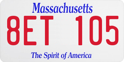 MA license plate 8ET105