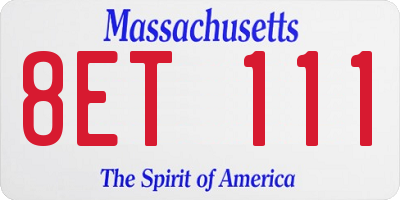MA license plate 8ET111