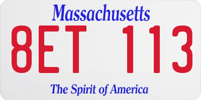 MA license plate 8ET113