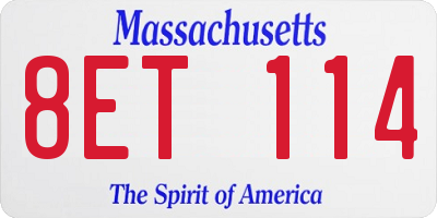 MA license plate 8ET114