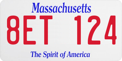 MA license plate 8ET124